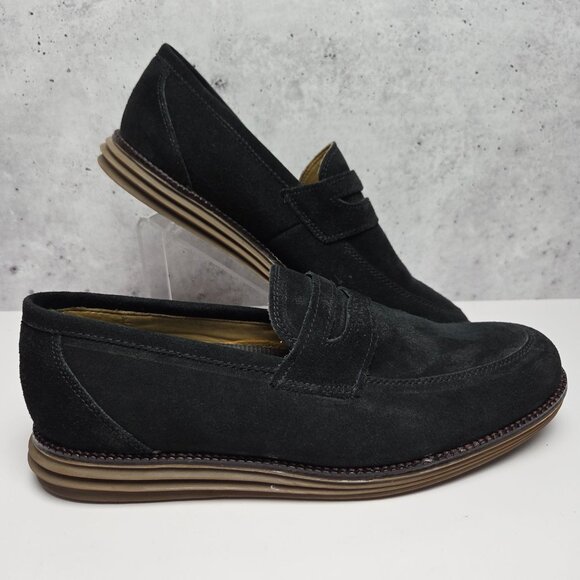 Sandro Moscoloni Clay Slip-On Black Suede Loafers Mens 9D USA Pre-owned With Box - Picture 2 of 8